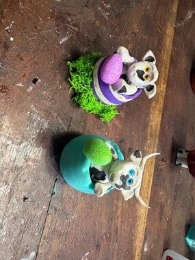 Cute Small cow Easter Decorative Egg Blue and Purple